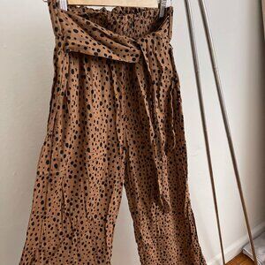 ABERCROMBIE WIDE LEG LOOSE PANT LEOPARD PRINT STRECTH/TIE WAIST
